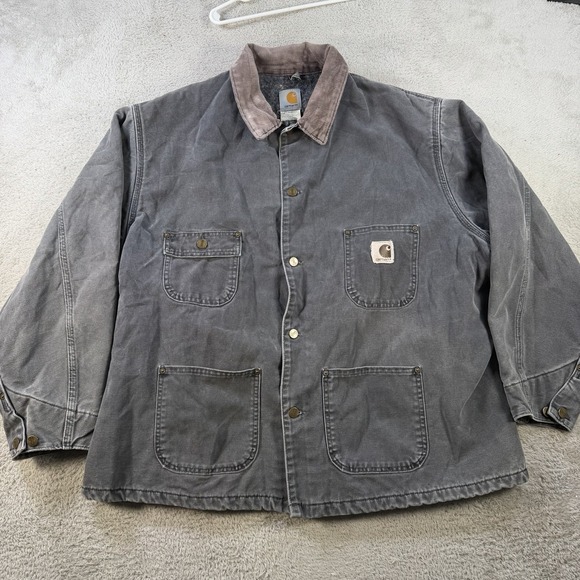 VTG Carhartt Jacket Mens 2XL Chore Coat C02PTL Blanket Lined 90s USA Made Petrol - Picture 2 of 7